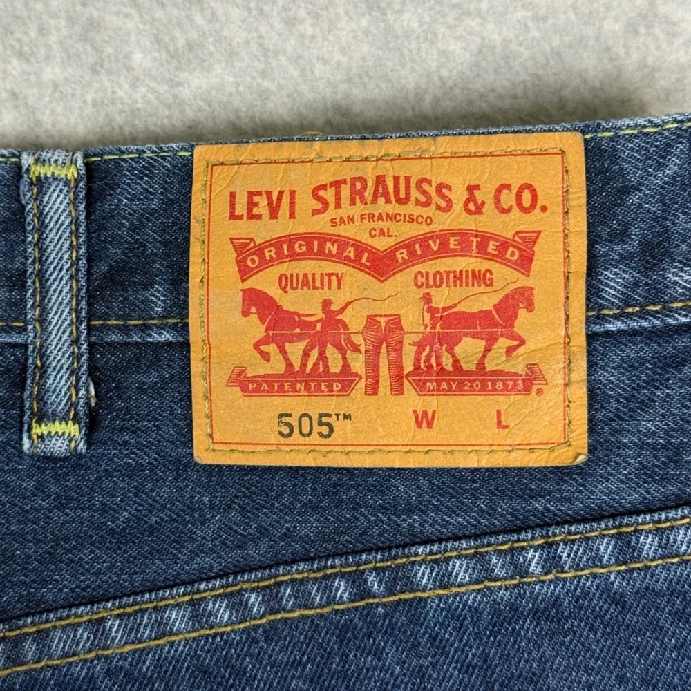 Levis 505 Regular Fit‎ Jeans Mens Dark Wash Straight Leg Denim Blue 43x29